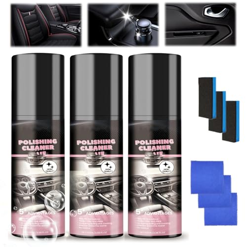 Car Interior Cleaner, 100ml Polishing Cleaner car Interior, Car Interior Detailer and Cleaner, Interior Detailer Spray, Vehicle Interior Polish - (3Pcs)