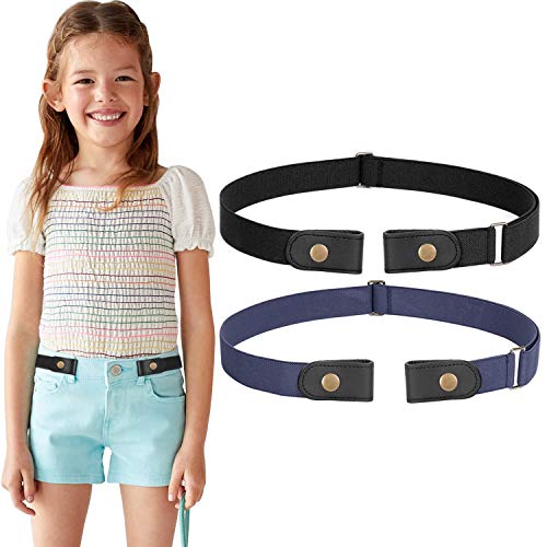 WERFORU 2 Stück Kein Schnallenstretchgürtel für Kinder Jungen und Mädchen Schnallenfreier Kindergürtel Bis zu 60cm