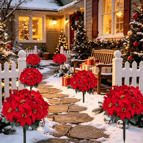 3Pcs Artificial Flowers for Outdoor Geraniums Fake Plants Christmas Decor - image 8