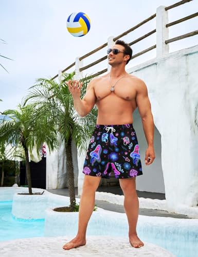 USA Flag Mens Swim Trunks with Compression Liner 7 inch Black American Flag Swimming Trunks Us flag Board Shorts4