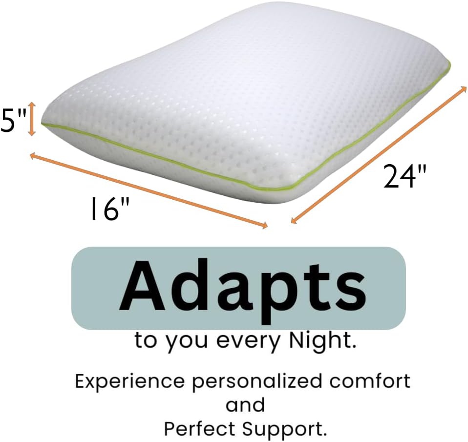 Memory Foam Pillow, Quilted Textured Cover with Piping, White