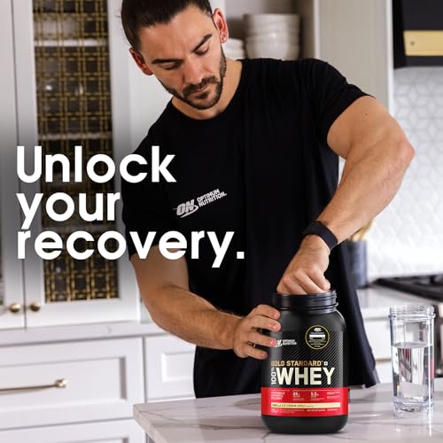 Image of Optimum Nutrition (ON) Gold Standard 100% Whey Protein Powder 5 lb (+10% Extra), 2.5 kg (Vanilla Ice Cream), for Muscle Support & Recovery, Vegetarian - Primary Source Whey Isolate