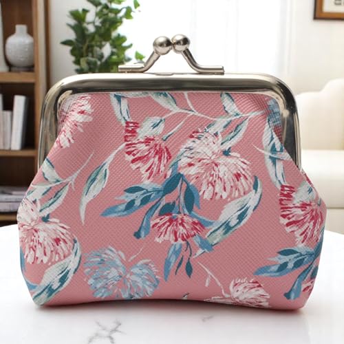 1Pcs Pouch Wallet Petal Design Snap Wallet PU Leather Pink 9x8cm