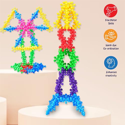Image of ToyMagic Star Shaped 200 Pcs STEM Toys Plastic Interlocking Blocks Building Blocks That Bends - Safe Material - Preschool Classroom Games Sets Toy for Girls and Boys Aged 3+, Multicolor