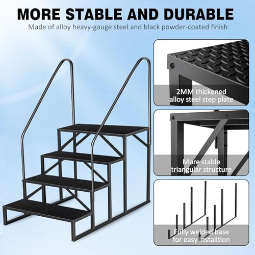 Escalera para Piscina Elevada 4 Peldaños Negra miniatura 5