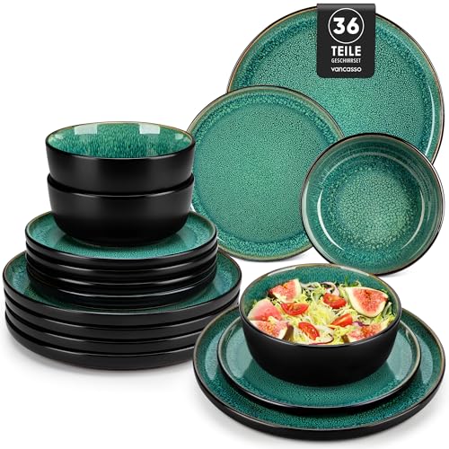 Geschirrset 12 Personen, vancasso PLAYA Steingut Geschirr set 36tlg...