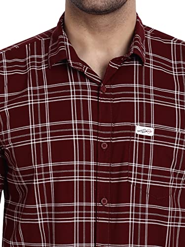 Image of Majestic Man Slim Fit Cotton Casual Check Shirt for Men