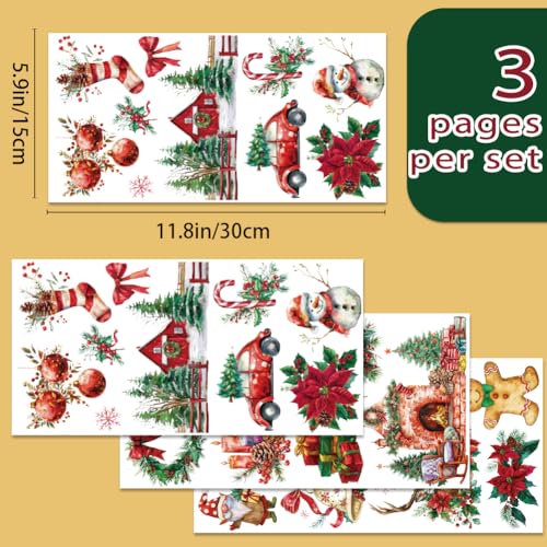 INFUNLY 3 Sheet Christmas Theme Rub on Transfers for Crafts Furniture 6x12 Santa Claus Elk Rub on Transfer Stickers Snowman Furniture Rub on Transfer Decals Waterproof Window Stickers for Home Decor - Image 2