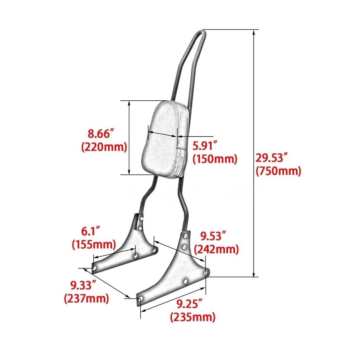 drążek Sissy z bagażnikiem Pasuje do Harley Heritage Softail Springer FLSTS Fat Boy EFI FLSTF Fatboy FLSTSC tylne oparcie Sissy Bar Chrome(Black)