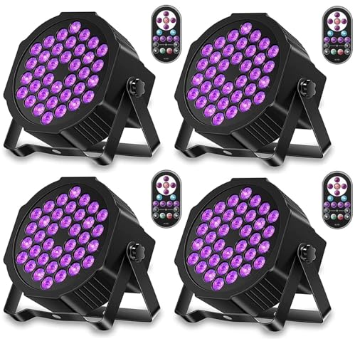 Image of 36LED Black Lights, U`King 72W UV Stage Lights Blacklight with Glow in The Dark Party Supplies by DMX and Remote Control for Halloween Stage Lighting (8 Packs)
