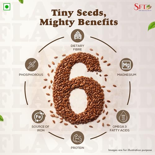 Image of SFT Raw Flaxseeds | 500 Gram | Rich In Antioxidants | Rich In Protein & Dietary Fibre, Source Of Iron & Dietary Fibre