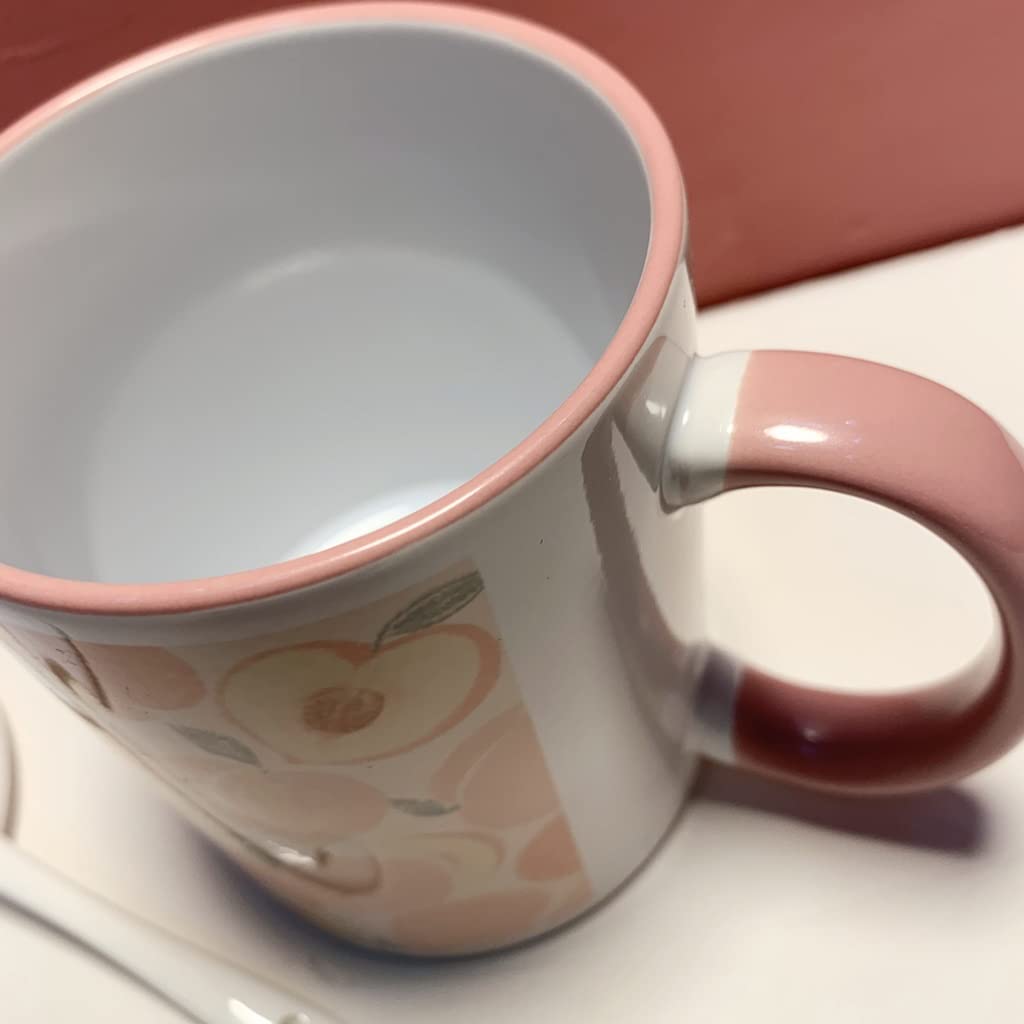 Taza de café de cerámica Taza de cerámica Taza pequeña con Estampado de melocotón Fresco Japonés Simple con Tapa Taza de té Taza de Agua para Estudiantes