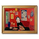 Gold Framed Modern Abstract Woman Wall Art Vintage Mid Century Home Lady Red Poster Colorful Expressionist...