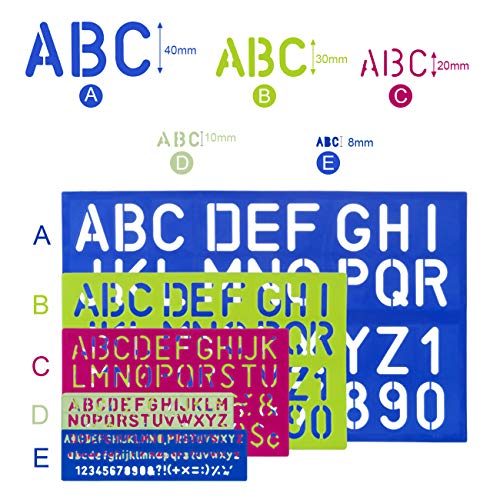 Kesote 5 sjablonen lettersjablonen cijfers, alfabet belettering handwerk kunststof herbruikbaar voor kinderen knutselen… - Image 3