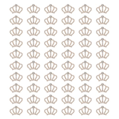 PATIKIL 60Pcs Crown Charms 1.3 x 0.98 Mini Metal Rhinestone Crystal Crown Embellishments Bulk DIY Handmade Phone Case Clothes Decor Party Gold Tone