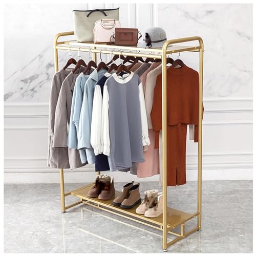 Présentoir à vêtements en métal or étagère de rangement luxe pour boutique