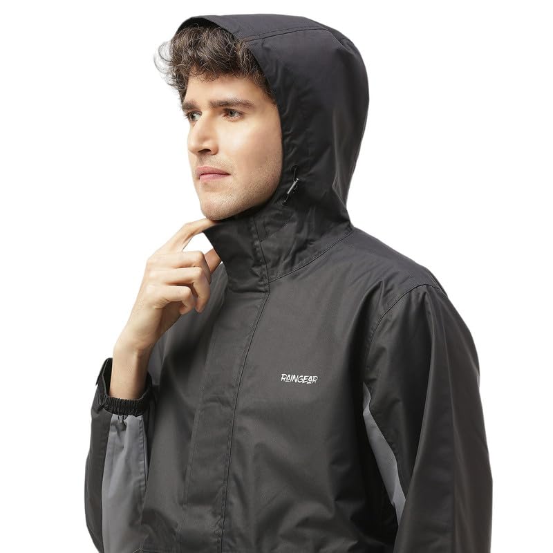 Image of Zeel Raingear Stylish Rain Jacket for Men Waterproof for Bike Riders with Adjustable Hood along with inner pockets,Waterproof Rainwear with Lightweight Polyester Jacket, ZRR003
