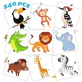 winthrop 240 Pcs Bulk Animal Temporary Tattoos for Kids, Individually Wrapped Safety Waterproof Tattoos, Best Choice for Jungle Animals Birthday Party Classroom Matching Game, 60 Designs