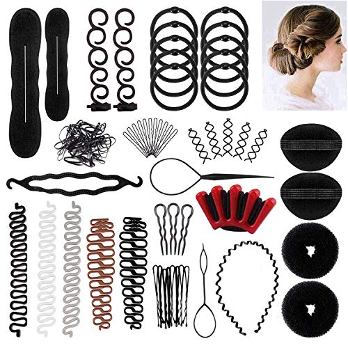 60 pcs Hair Styling Set, Hair Design Styling Tools Accessories DIY Hair Accessories Hair Modelling Tool Kit Hairdresser Kit Set Magic Simple Fast Spiral Hair Braid (BBB)