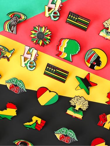 Image of JUNEBRUSHS 28pcs Juneteenth Black History Month Enamel Pins for African American Independence Day Happy Juneteenth Freedom Day Patriotic Party Decorations Supplies Goodie Bag Stuffer
