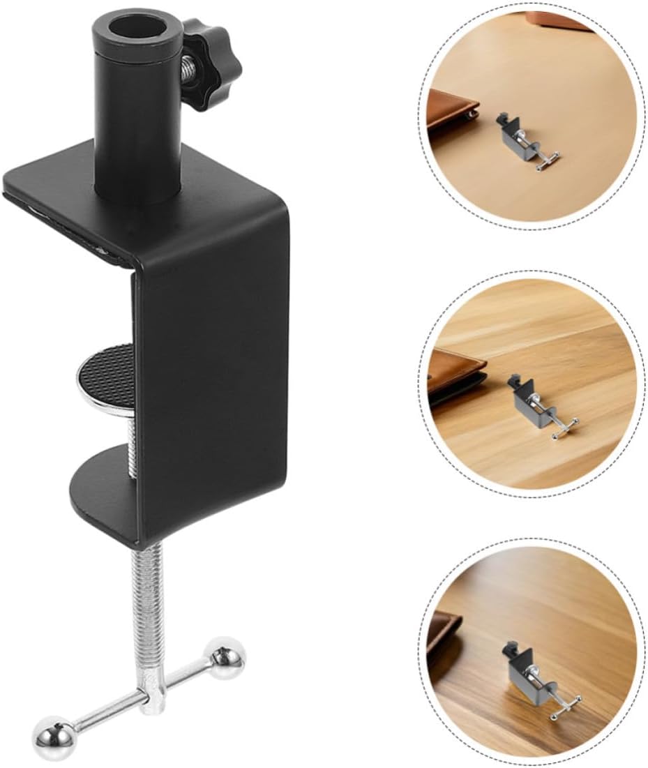 2pcs Black Aluminium Alloy Desk Lamp Replacement Clamp