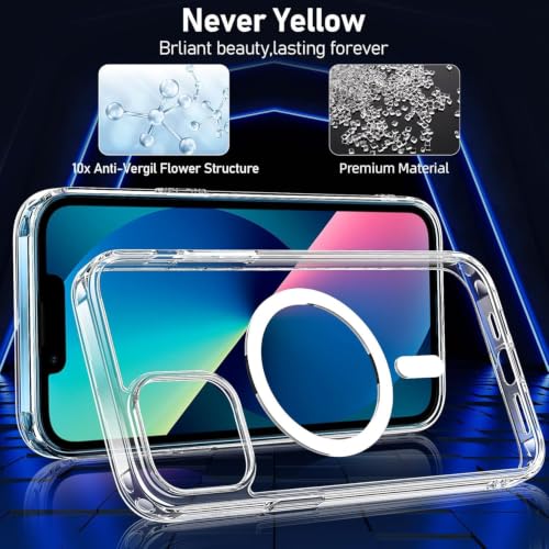 Image of DIZORO Crystal Clear Magnetic Compatible with iPhone 13 Case with Anti-Yellow Anti-Scratch Shockproof Transparent Cover