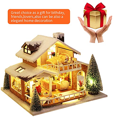 Eis und Schnee Manor 3D Holz Miniatur Puppenhaus Kit Weihnachten Karneval Geschenk DIY Spielzeug Puppenhaus Modell… – Bild 7