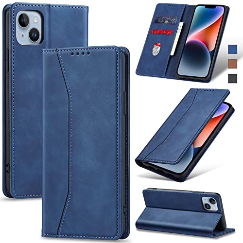 Image of Jasonyu Flip Wallet Case for iPhone 14 5G,Blue
