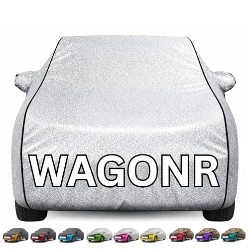 Image of Kayme Premium Silver WagonR Car Cover Waterproof for (All Models & Variants - Petrol, Diesel, CNG & EV) |Speacially Custom Fit with Mirror Pockets |All-Weather Protection - Outdoor Car Body Cover