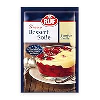 RUF Dessertsoße Bourbon-Vanille ohne Kochen, Vanillesoßen-Pulver für Dessert & Nachtisch, nur kalte Milch hinzugeben, glutenfrei, 1er Pack, 1x40g
