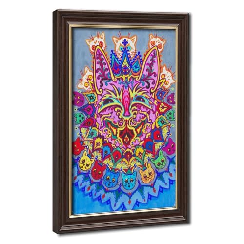 Toile chat psychédélique Louis Wain pour illuminer votre bureau