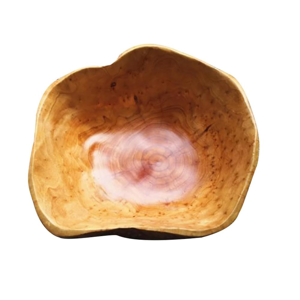 Natural Wood Fruit Bowl for Distinctive Decor, Irregular Creative Wood Bowl, Handmade Serving Wooden Fruit Bowl for Kitchen Counter (20-24 cm)
