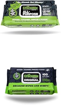 Crocodile Cloth 80 Count 10" x 15" All-Purpose and 100 Count Industrial Hand & Tool Heavy-Duty Cleaning Wipes Bundle