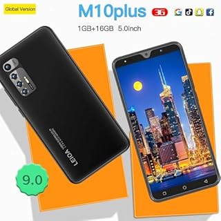 MsMga Téléphone Portable Pas Cher, 5.0 Pouces Android 9.0 OS, 16GB ROM (SD to 128GB), Dual SIM Dual Cameras, Face ID Unlock Cell Phone(Black)