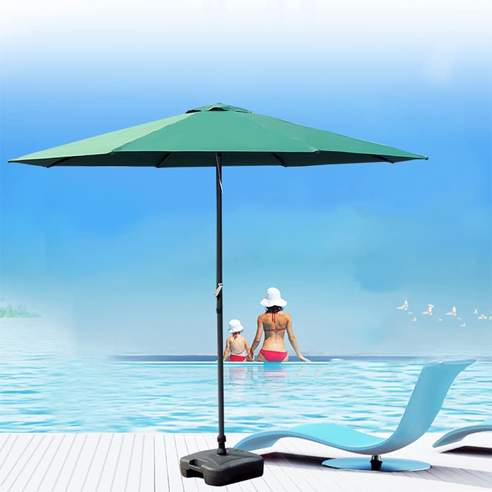HCZKIUJY 9ft/2.7m Iron Patio Umbrella Market Umbrella Round Waterproof Garden Parasol with Crank, Outdoor Beach Umbrella for Lawn/Poolside/Balcony, Without Base, Dark Green