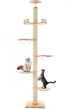 キャットタワー 突っ張り 木製 キャットツリー 木登りタワー Amazon | CozyMeow キャットタワー 突っ張り 木製 キャット