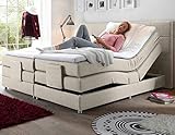 Froschkönig24 Manolo elektrisches Motor Boxspringbett 180x200cm Verstellbar Ehebett Bett Beige, Ausführung:Variante 2
