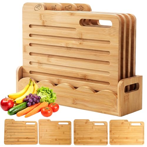 Set 4 Tablas para Cortar de Bambú Rectangulares 12.9 x 9.5 in miniatura 1