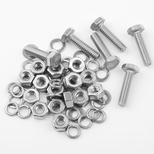 mr pen- nuts and bolts set 1434-20x1 10 sets stainless steel hex head nut and bolt set flat amp lock washers