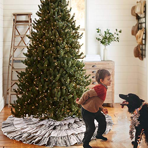 Yuboo Fall Ruffle Christmas Tree Skirt,48 Inches Burlap 6-Layer Farmhouse Christmas Decor For Tree Ornaments Decorations Brown #TOP5
