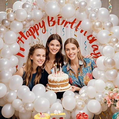 Image of 100pcs Pearl White Balloons 12 inch White Latex Party Balloons for Wedding Engagement Bridal Baby Shower Birthday Anniversary Party Decorations