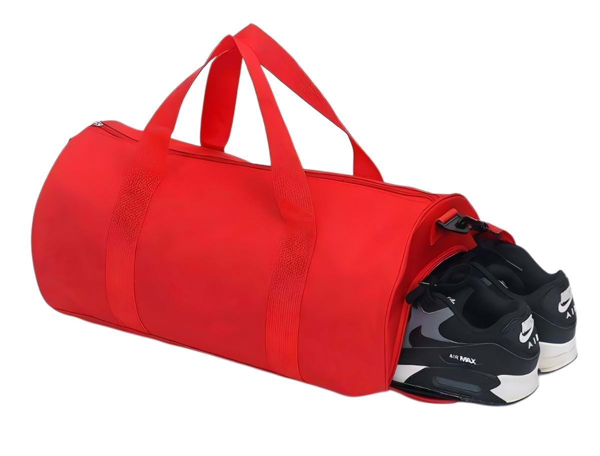 nuwi Gym Bag for Men and Women Travel Sports Duffel Bag with Adjustable Strap and Water Resistant Workout, Exercise, Fitness Kit Sports Fitness Bag (Red)-picture-33