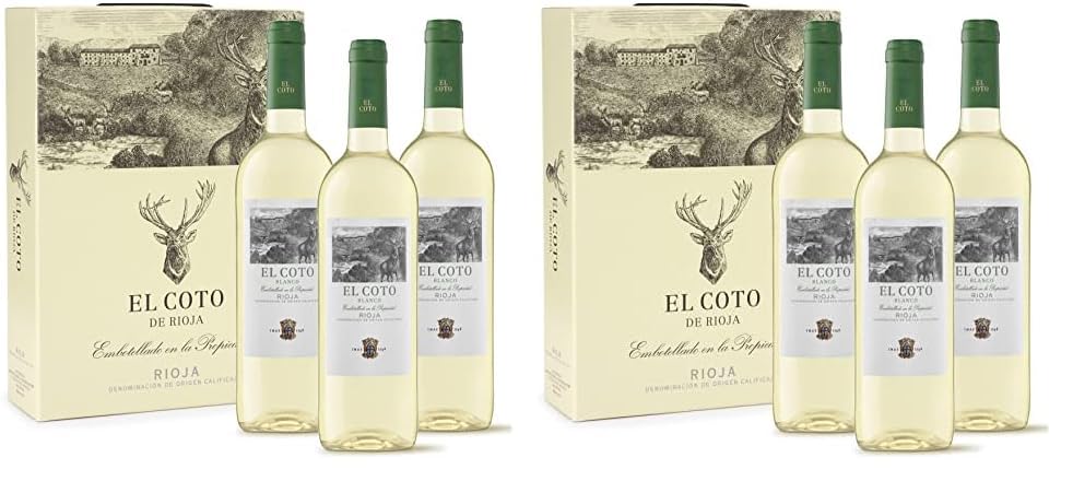 Estuche Regalo 3 botellas El Coto Blanco |Vino blanco D.O. Ca. Rioja | Variedad Viura, Verdejo y Sauvignon Blanc | Fresco, Fino y Afrutado | Estuche 3 botellas 750 ml (Paquete de 2)