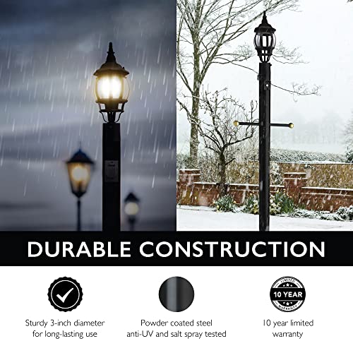 Design House 579714 Outdoor Lamp Post Accessory, Black, Post & Outlet #TOP1