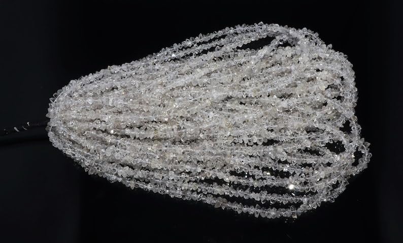 Naturalne białe samorodki Herkimer szorstkie koraliki 6-6,5 mm 40 cm długi sznurek tworzenie biżuterii, koraliki z kamieni szlachetnych do naszyjnika, bransoletki