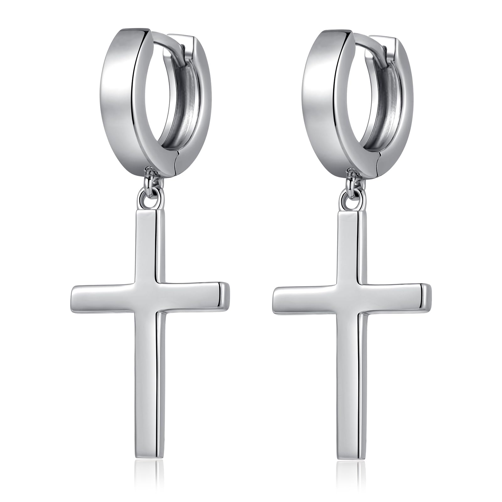 925 Sterling Silber Kreuz Ohrringe Hypoallergene Huggie Creolen/Ohrstecker Kreuz Ohrringe für Damen Herren