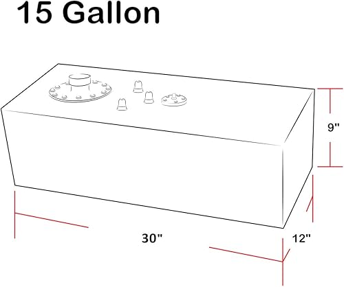 Miniatura 4 de DNA MOTORING Tanque de Combustible de Aluminio con Alimentación Superior de 15 Galones 30" (L) x 9" (A) x 12" (Al), ALU-FT-B-TF-15G