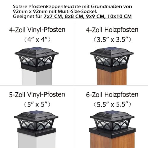 Siedinlar-Lampe-Solaire-Exterieur-Lumieres-Solaires-de-Chapeau-de-Poteau-2-Modes-Lampe-LED-Etanche-pour-Jardin-Terrasse-Cloture-4x4-5x5-6x6-inch-Poteau-en-bois-Lot-de-2