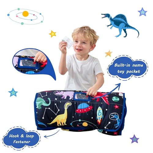 Image of Lasoftan Toddler Nap Mat with Pillow and Blanket, Extra Large Rolled Napping Mats,Slumber Bags for Boys Girls,Kids Sleeping Bag for Daycare, Preschool Travel Camping
