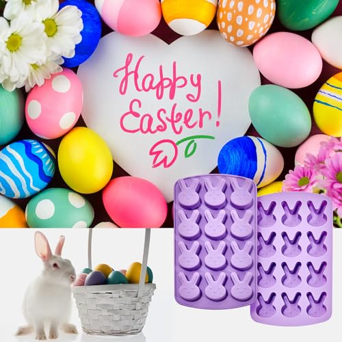 Easter Bunny Silicon Molds, Bunny Ice Cube Tray Easter Hard Candy Chocolate Moulds 2 Pack Rabbit Shaped Molds Baking Pan Resin Cake Chocolate Mold Silicone Candy Pan for Party by Dootafy - Image 7